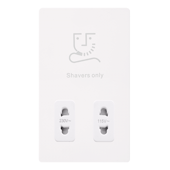 115/230V DUAL VOLTAGE SHAVER SOCKET - METAL WHITE
