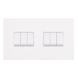 10AX INGOT 6 GANG 2 WAY SWITCH - METAL WHITE COVER