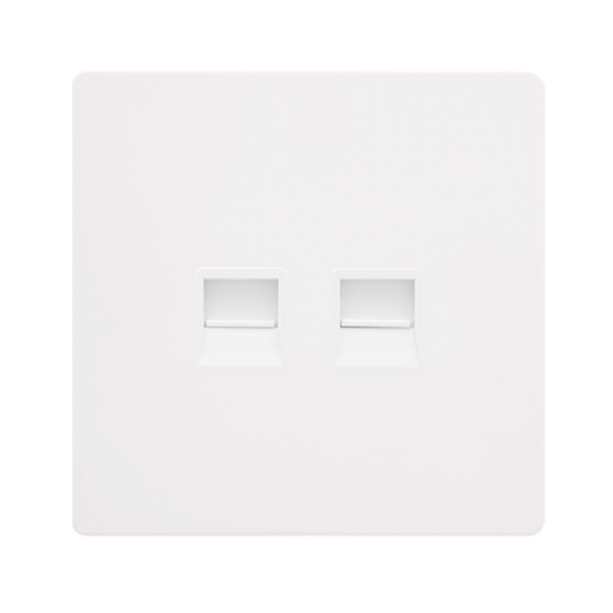 TWIN TELEPHONE MASTER OUTLET - METAL WHITE COVER P