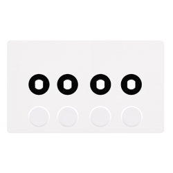 4 GANG UNFURNISHED DIMMER PLATE & KNOBS - METAL WH
