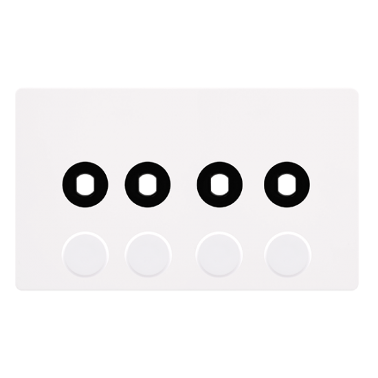 4 GANG UNFURNISHED DIMMER PLATE & KNOBS - METAL WH