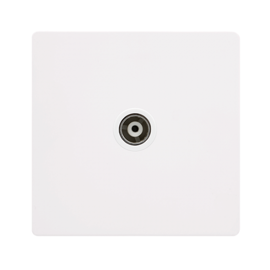 SINGLE ISOLATED COAXIAL OUTLET - METAL WHITE COVER