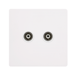 TWIN ISOLATED COAXIAL OUTLET - METAL WHITE COVER P