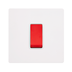 50A 1 GANG DOUBLE POLE SWITCH -  METAL WHITE COVER
