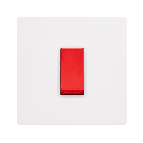 50A 1 GANG DOUBLE POLE SWITCH -  METAL WHITE COVER
