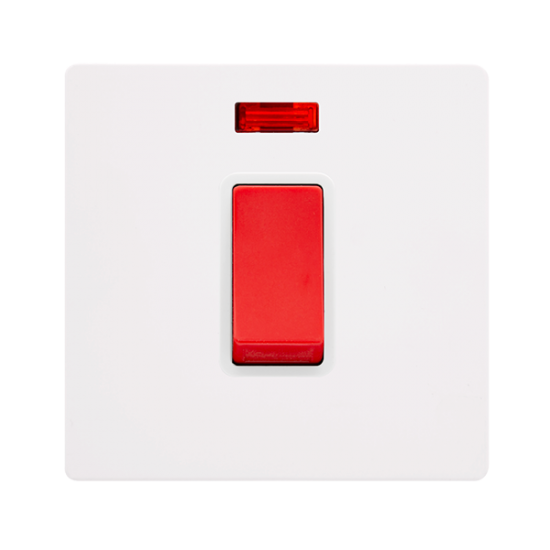 50A 1 GANG DOUBLE POLE SWITCH WITH NEON -  METAL W