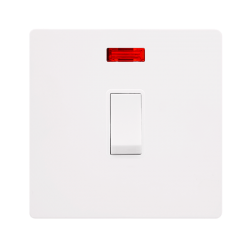 20A DOUBLE POLE SWITCH WITH NEON - METAL WHITE COV