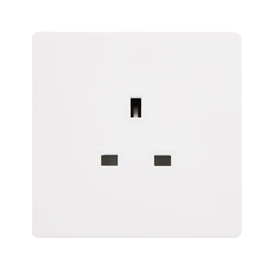 13A 1 GANG UNSWITCHED SOCKET - METAL WHITE COVER P
