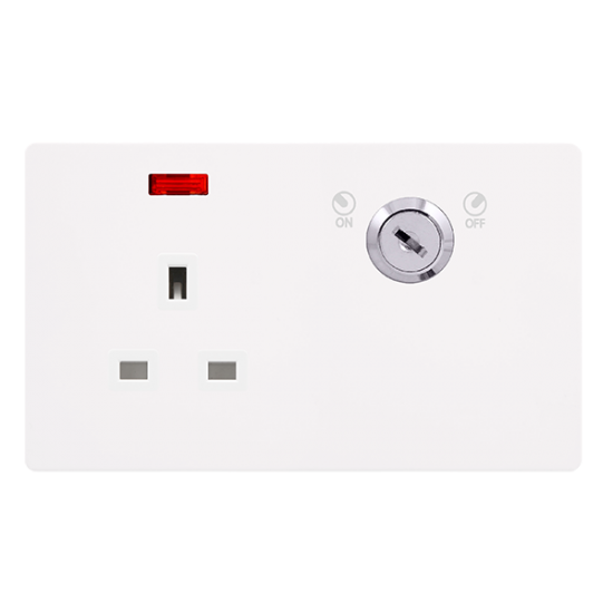 13A 1 GANG DOUBLE POLE KEY LOCKABLE SOCKET WITH NE