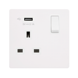 13A INGOT 1 GANG SWITCHED SOCKET WITH 2.1A USB OUT