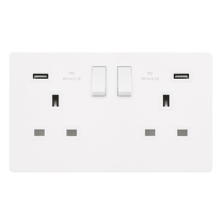 13A INGOT 2 GANG SWITCHED SOCKET WITH 2.1A USB OUT