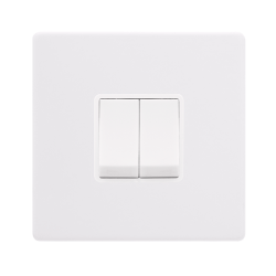 10AX INGOT 2 GANG 2 WAY SWITCH - POLAR WHITE COVER