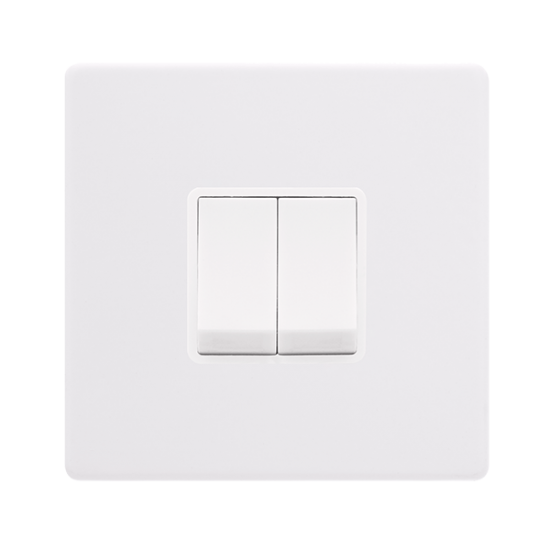 10AX INGOT 2 GANG 2 WAY SWITCH - POLAR WHITE COVER