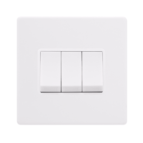 10AX INGOT 3 GANG 2 WAY SWITCH - POLAR WHITE COVER