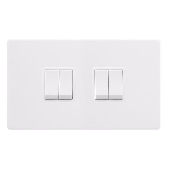 10AX INGOT 4 GANG 2 WAY SWITCH - POLAR WHITE COVER