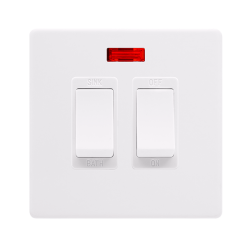 20A SINK / BATH SWITCH WITH NEON - POLAR WHITE COV