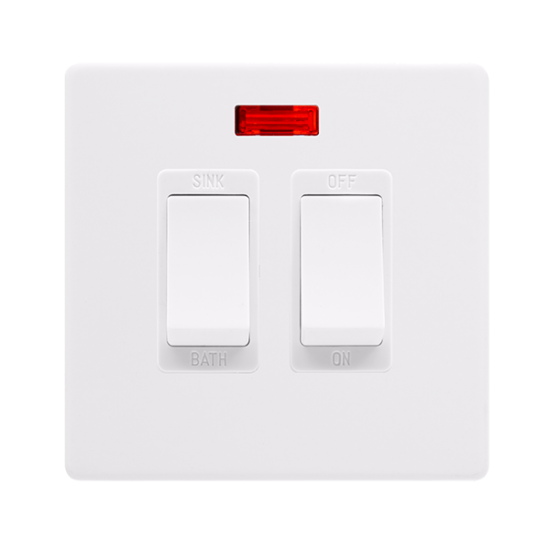 20A SINK / BATH SWITCH WITH NEON - POLAR WHITE COV