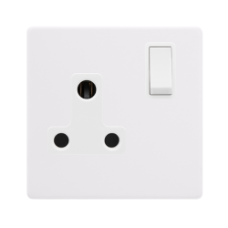 15A ROUND PIN SWITCHED SOCKET - POLAR WHITE COVER