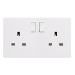 13A INGOT 2 GANG DP SWITCHED SOCKET - POLAR WHITE