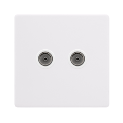 TWIN NON-ISOLATED COAXIAL OUTLET - POLAR WHITE COV
