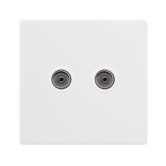 TWIN NON-ISOLATED COAXIAL OUTLET - POLAR WHITE COV