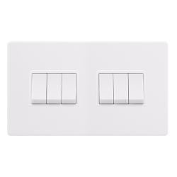 10AX INGOT 6 GANG 2 WAY SWITCH - POLAR WHITE COVER