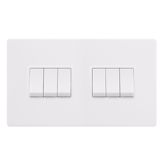 10AX INGOT 6 GANG 2 WAY SWITCH - POLAR WHITE COVER