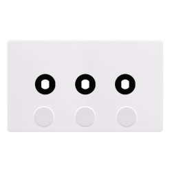 3 GANG UNFURNISHED DIMMER PLATE & KNOBS - POLAR WH
