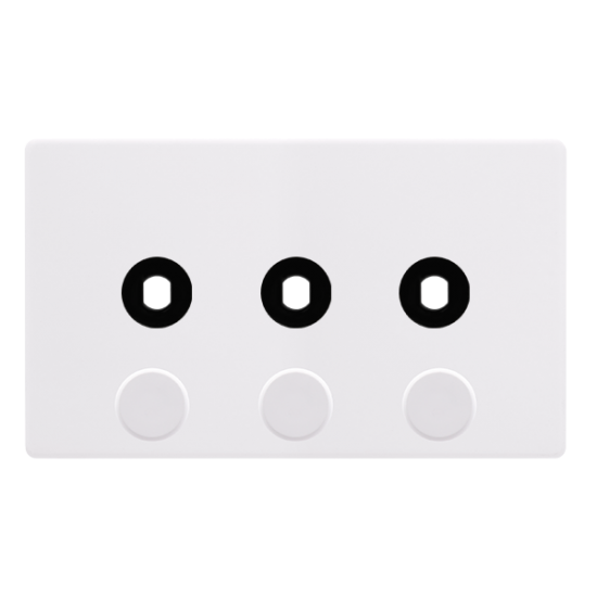 3 GANG UNFURNISHED DIMMER PLATE & KNOBS - POLAR WH