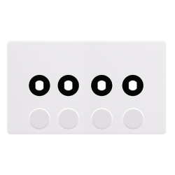 4 GANG UNFURNISHED DIMMER PLATE & KNOBS - POLAR WH