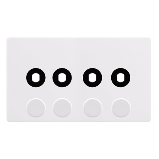 4 GANG UNFURNISHED DIMMER PLATE & KNOBS - POLAR WH