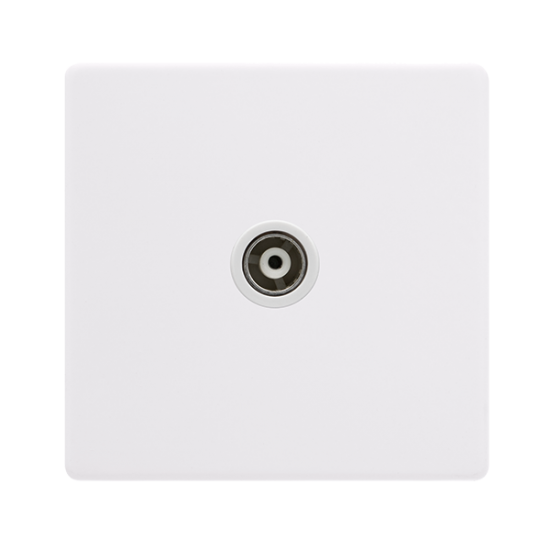 SINGLE ISOLATED COAXIAL OUTLET - POLAR WHITE COVER