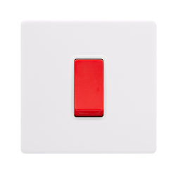 50A 1 GANG DOUBLE POLE SWITCH -  POLAR WHITE COVER