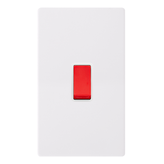 50A 2 GANG DOUBLE POLE SWITCH -  POLAR WHITE COVER