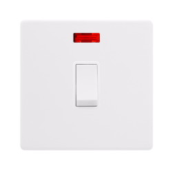 20A DOUBLE POLE SWITCH WITH NEON - POLAR WHITE COV