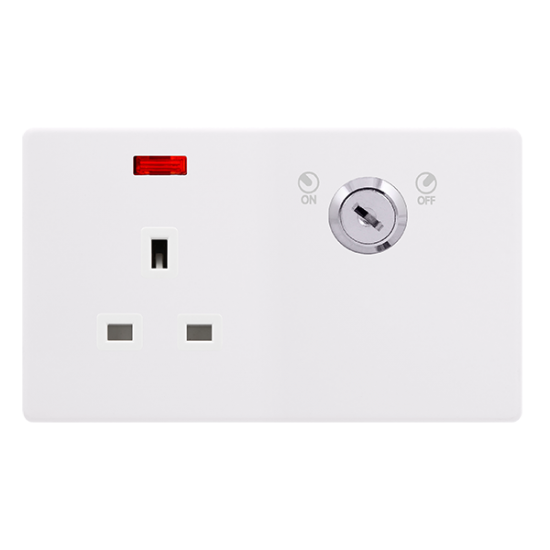 13A 1 GANG DOUBLE POLE KEY LOCKABLE SOCKET WITH NE