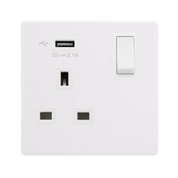 13A INGOT 1 GANG SWITCHED SOCKET WITH 2.1A USB OUT