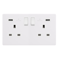 13A INGOT 2 GANG SWITCHED SOCKET WITH 2.1A USB OUT