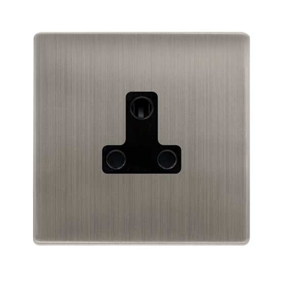 5A ROUND PIN SOCKET - STAINLESS STEEL COVER PLATE