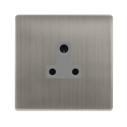 5A ROUND PIN SOCKET - STAINLESS STEEL COVER PLATE