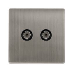 TWIN NON-ISOLATED COAXIAL OUTLET - STAINLESS STEEL