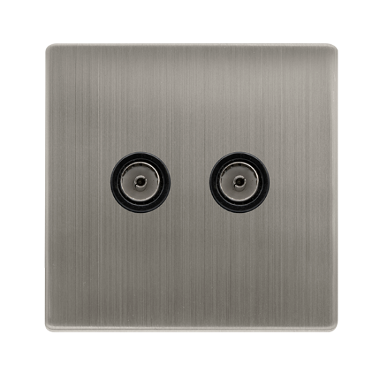 TWIN NON-ISOLATED COAXIAL OUTLET - STAINLESS STEEL