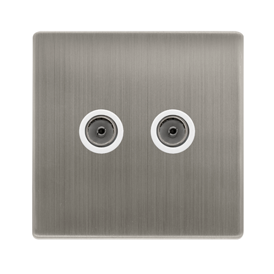 TWIN NON-ISOLATED COAXIAL OUTLET - STAINLESS STEEL