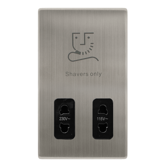 115/230V DUAL VOLTAGE SHAVER SOCKET - STAINLESS ST