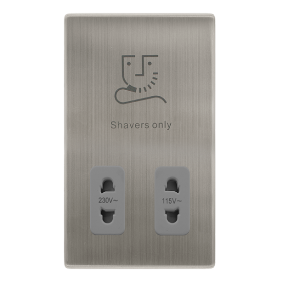 115/230V DUAL VOLTAGE SHAVER SOCKET - STAINLESS ST
