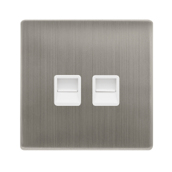 TWIN TELEPHONE MASTER OUTLET - STAINLESS STEEL COV