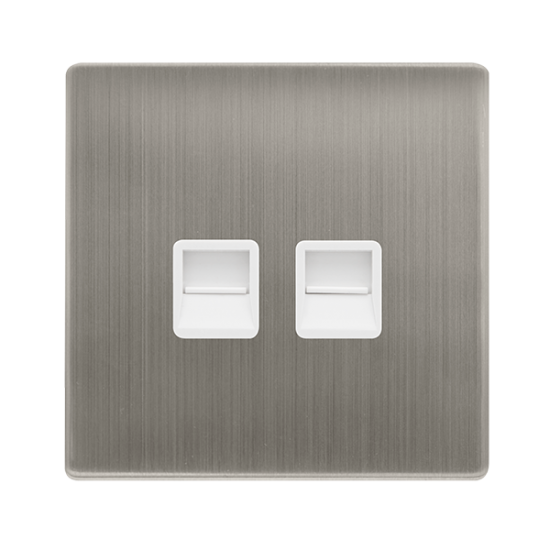 TWIN TELEPHONE MASTER OUTLET - STAINLESS STEEL COV