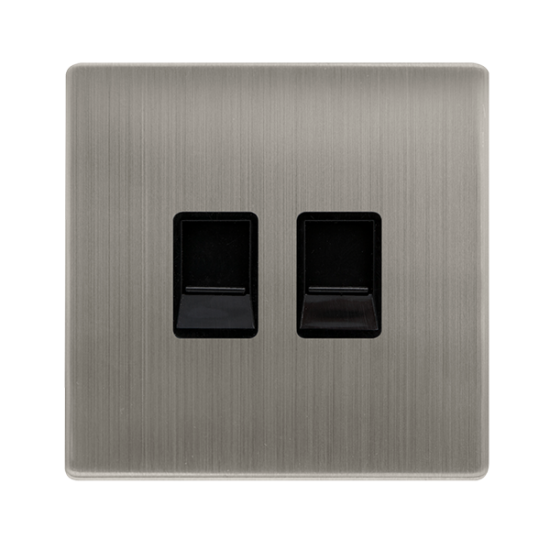 TWIN TELEPHONE SECONDARY OUTLET - STAINLESS STEEL