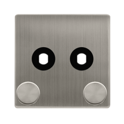 2 GANG UNFURNISHED DIMMER PLATE & KNOBS - STAINLES