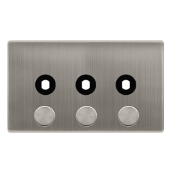 3 GANG UNFURNISHED DIMMER PLATE & KNOBS - STAINLES